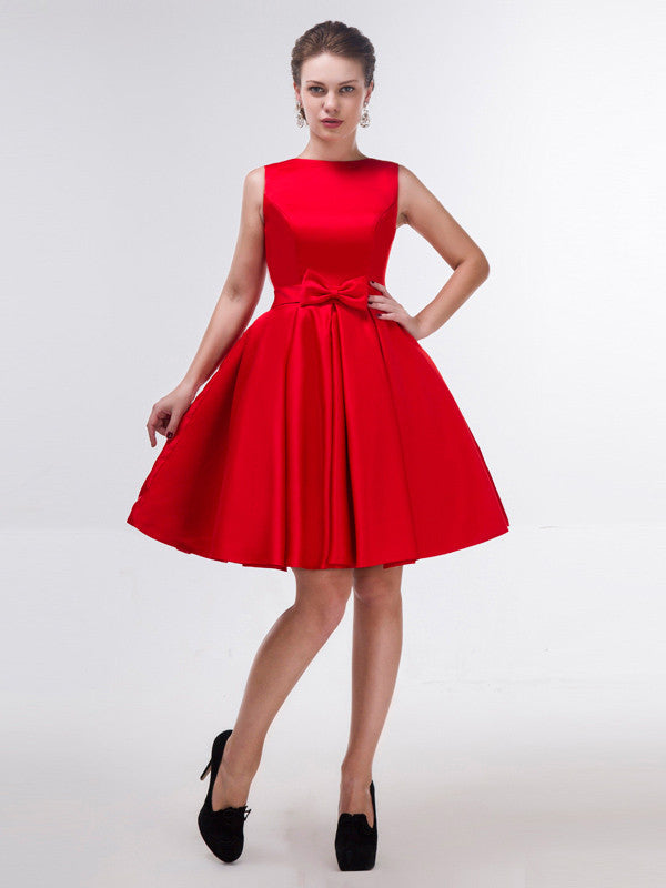 Modest Red Knee Length Formal Dress ...